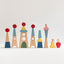 Set of colorful toy castles on a white background