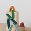 Abstract display of wooden blocks featured mountain